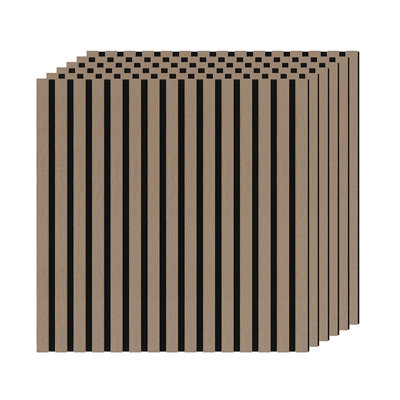 Panneaux muraux en bois à lattes en bois, paquet de 6, 23,6 po x 23,6 po, panneaux insonorisants décoratifs 3D pour cinéma maison, bureau, studio, chambre à coucher et salon