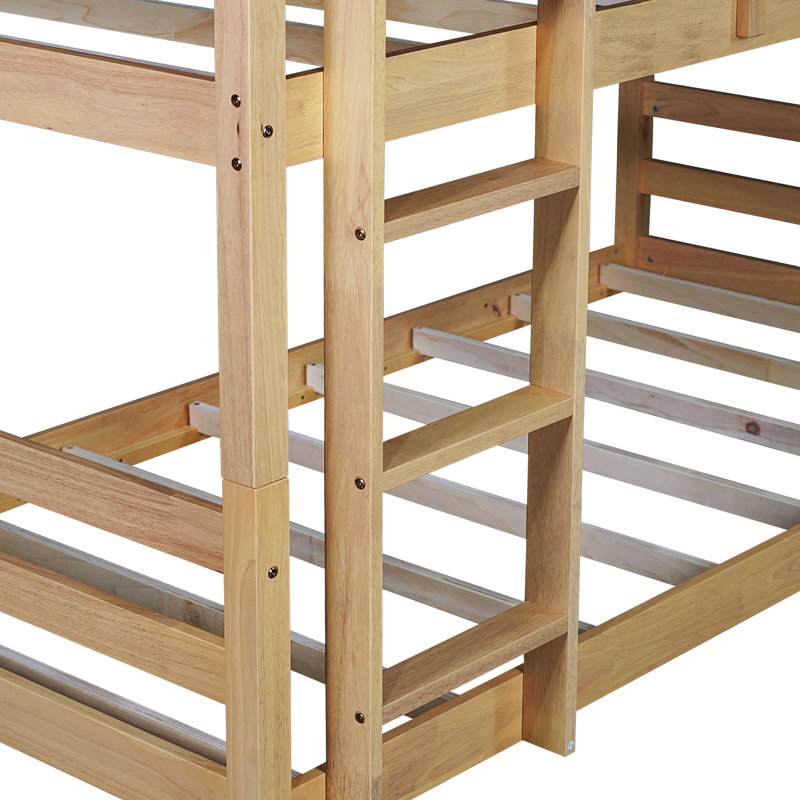 Lit superposé simple en bois d'hévéa amovible et peu encombrant, Chêne