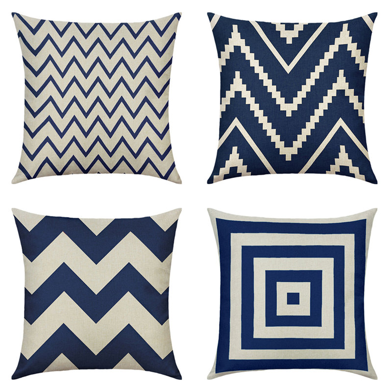  Housse de coussin carré et insert, Bleu, 18 po x 18 po