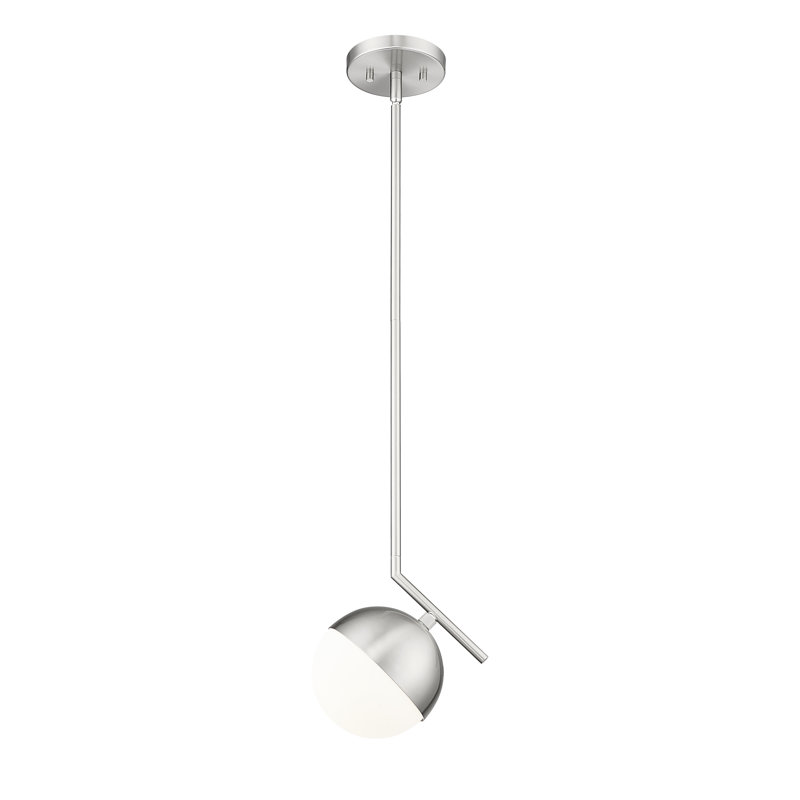 Luminaire suspendu 1 lumière 8,5 pouces Virgie, Nickel brossé