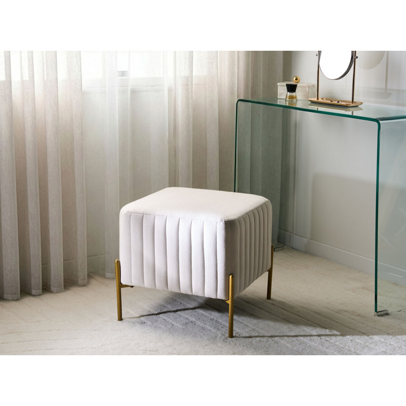 Footstool Benzant Velvet, Off White
