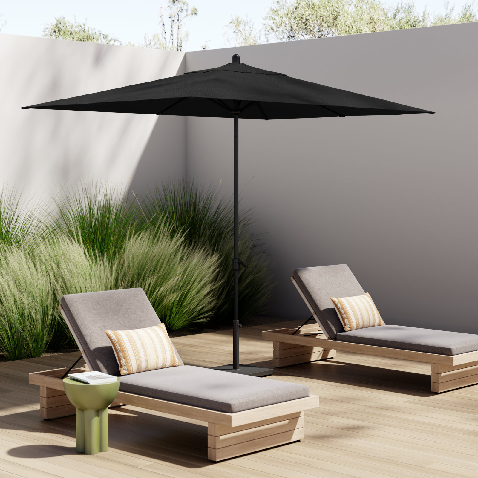Olivier 9.7' Umbrella, Black Sapphire, Canvas Black Sunbrella® Canvas