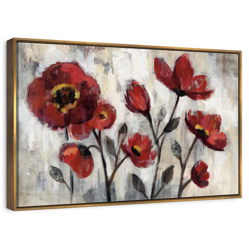 Simplicité florale, Cadre flottant doré, 43 po x 29 po