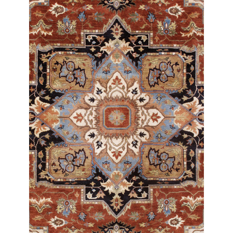 Hand Knotted Wool Area Rug, Rectangle 7'10" x 9'11"