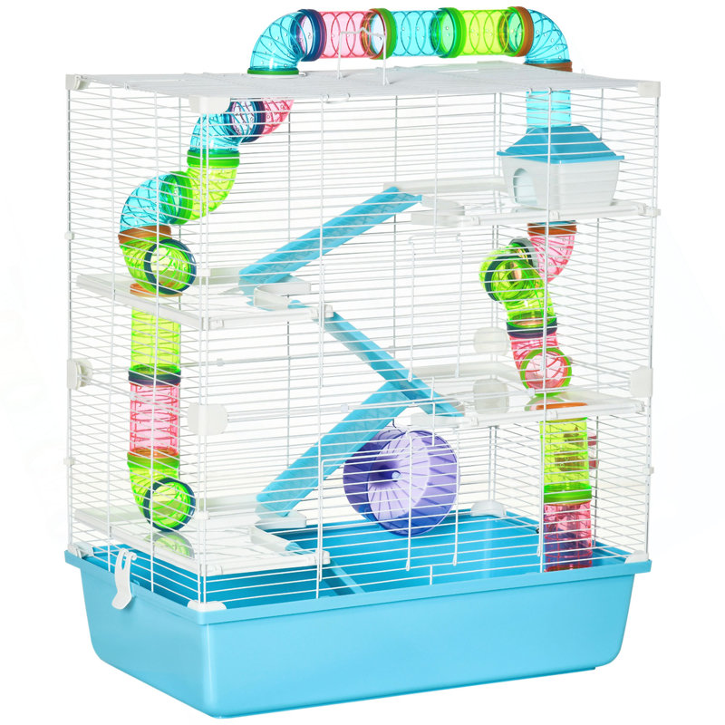 Très grande cage à hamster 23 "avec tubes et tunnels, Bleu clair