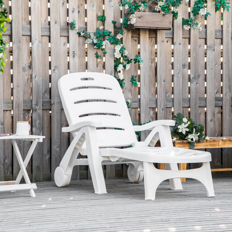 Outdoor Chaise Lounge With Ergonomic Design And Solid Wood Construction