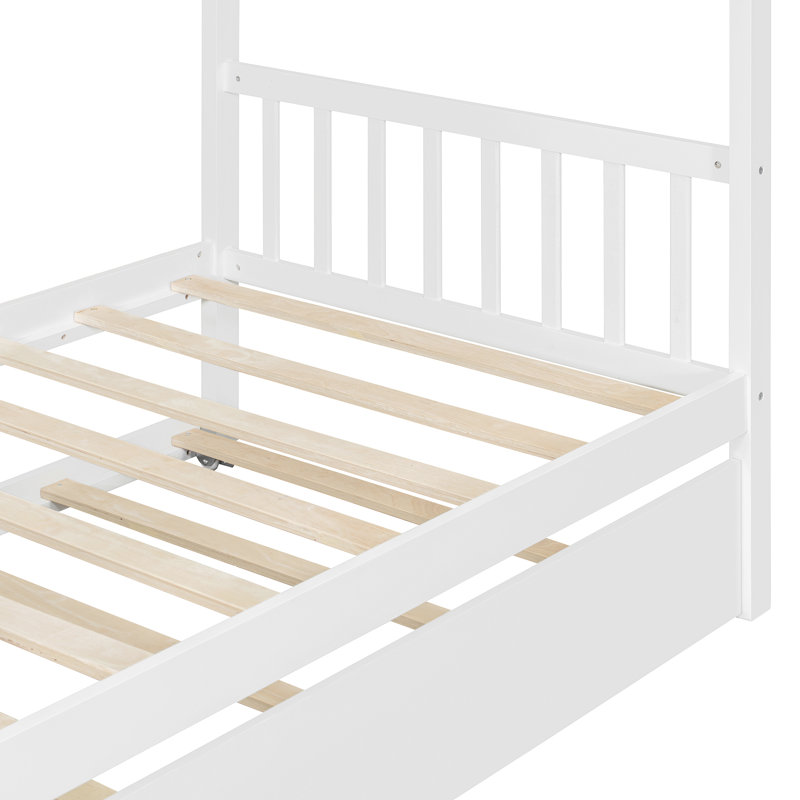 Lit maison avec lit gigogne, Lit simple, Blanc