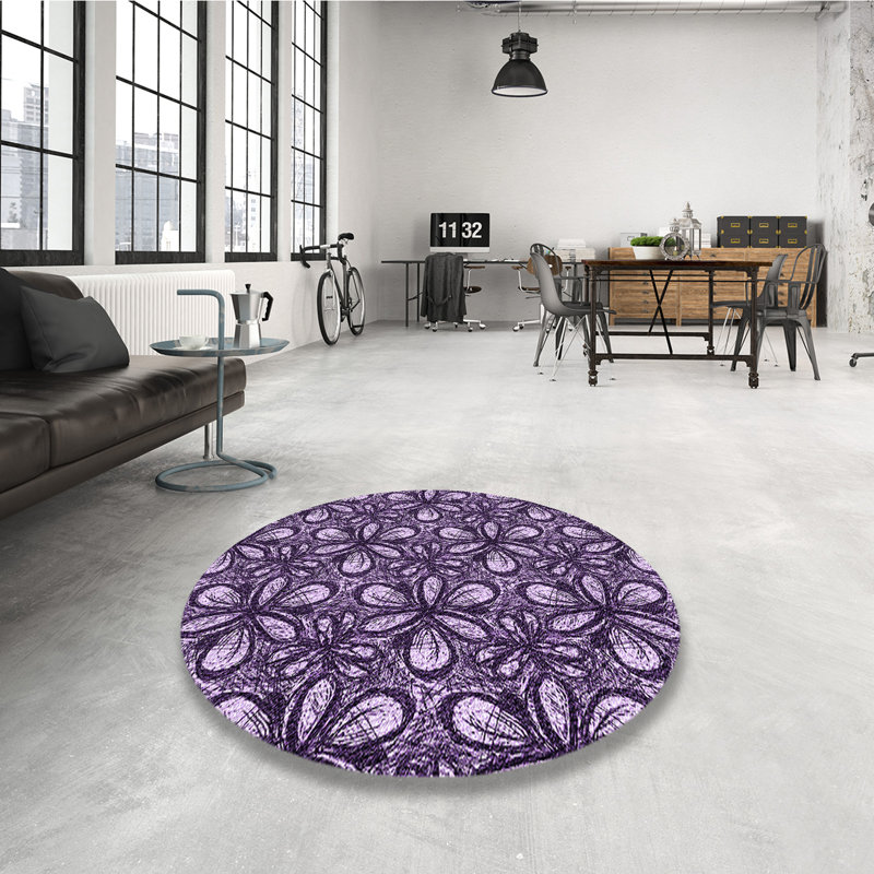 Floral Indoor Rug, Round 4'