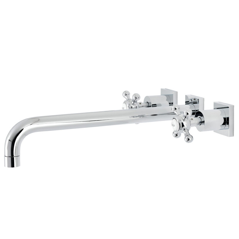 Metropolitan Double Handle Wall Mounted Roman Tub Faucet, Polished Chrome