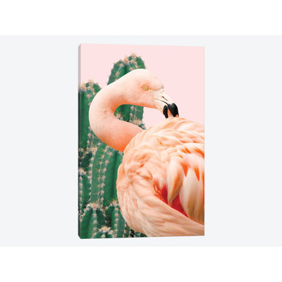 «Flamingo and Cactus», impression sur toile