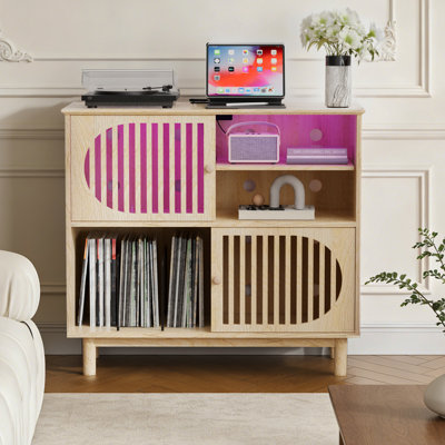Record Player Stand With Charging Station
