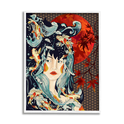 "Regal", portrait abstrait géométrique, art géométrique sur bois de Koi par Sangita Bachelet