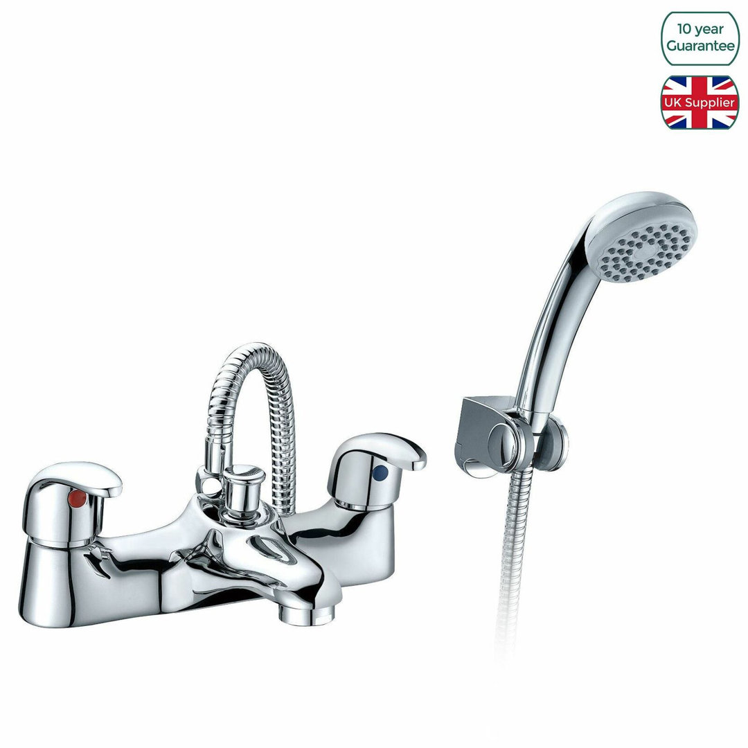 Studio Bath Shower Mixer Tap & Handset Complete Chrome