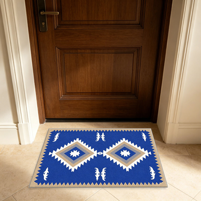 Blue Double Diamond Rug   area rugs for Living Room, Soft and Comfortable, Suitable for all seasons, easy to maintain, machine washable Indoor floor mat, Under Table Farmhouse suitable for Bedroom, Dining Room, Study,  Balcony, Home Decor Patio