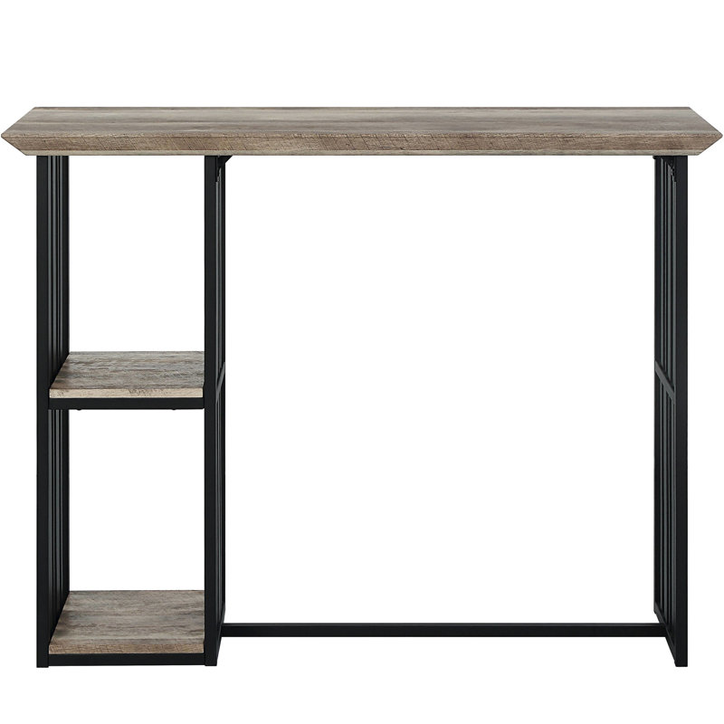 Table rectangulaire à hauteur de comptoir industrielle - 2 tablettes, chêne et chêne noir sablé
