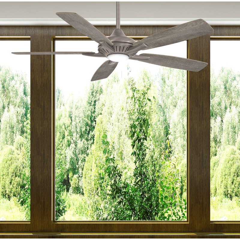 52" Dyno 5 - Blade Standard Ceiling Fan with Remote Control and Light Kit Included, Burnished Nickel