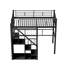 Lit mezzanine en métal avec escalier de rangement et petite armoire-1248217319