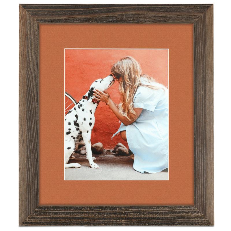 Wood Matte Picture Frame with Mat, Red Orange