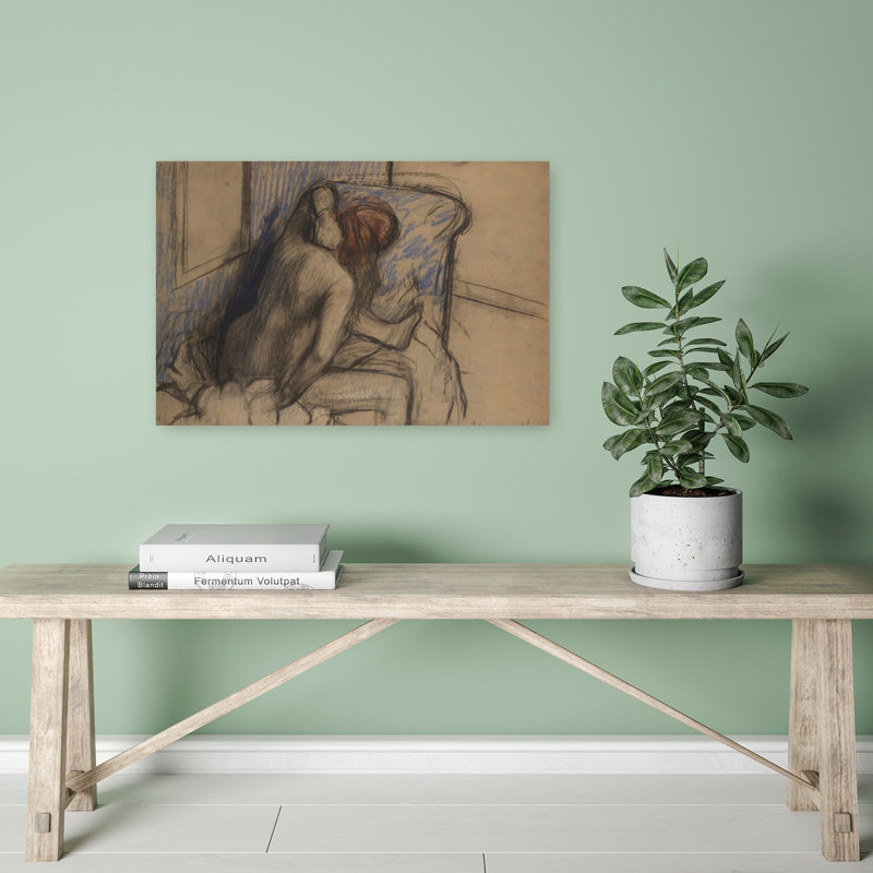 Femme se séchant les cheveux, vers 1902. Estampe d'art mural contemporain abstraite impressionniste., H 16 po x l 24 po
