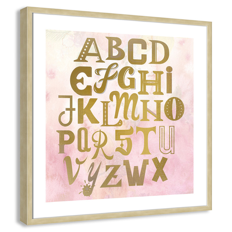 Abc Pink ', impression sur papier, Encadré de boîte champagne, H 26,5 po x l 26,5 po x P 1,18 po