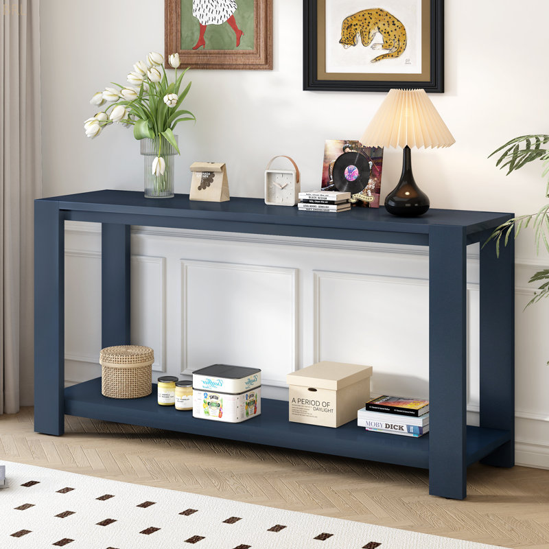 Console en bois massif 59,8 po Neissa, Bleu marine