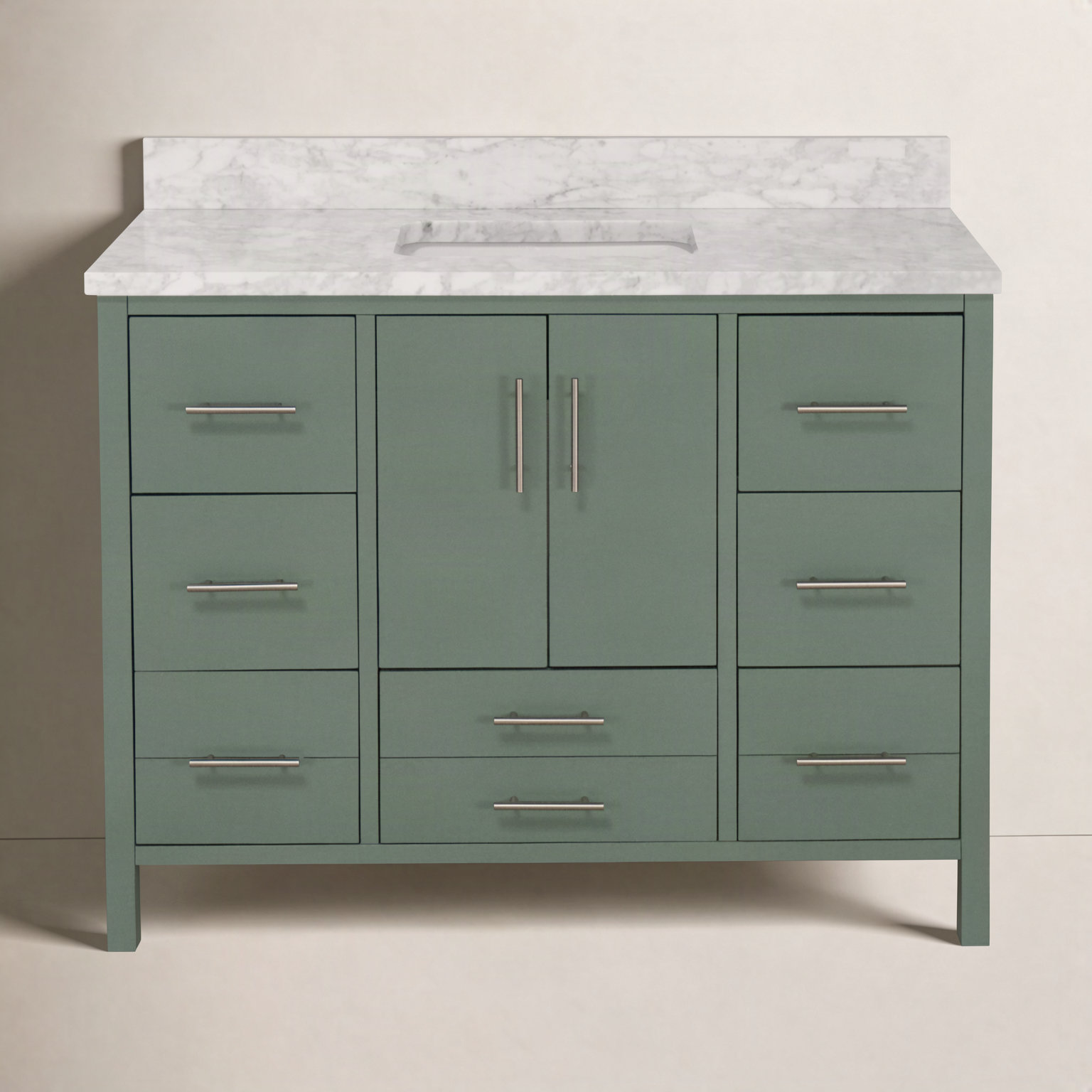 Kiara 48" Carrara Marble Single Bathroom Vanity, Marble, Sage Green