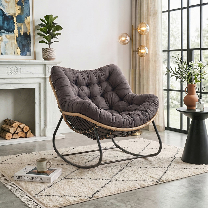 Fleece Fabric；Iron Rocking Chair, Grey