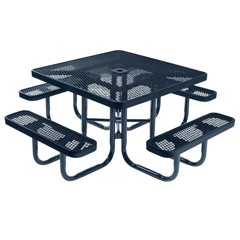 Table de pique-nique carrée de 117 cm (46 po), dépliée, bleu foncé, Expanded Metal, Bleu très foncé