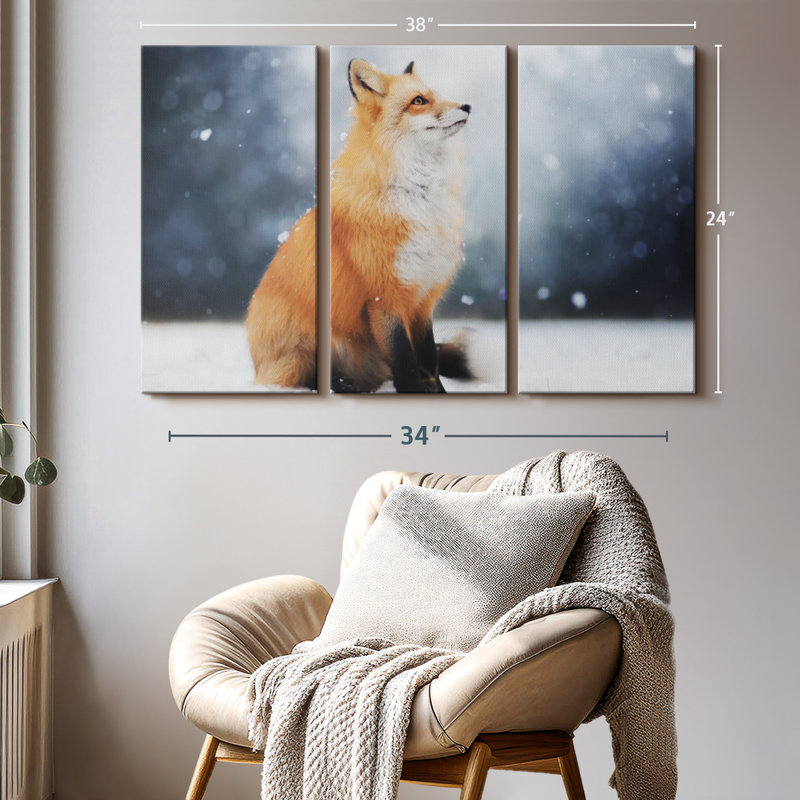 «Dreamy Winter Fox», 3 pièces, H 24 po x l 38 po x P 1,25 po