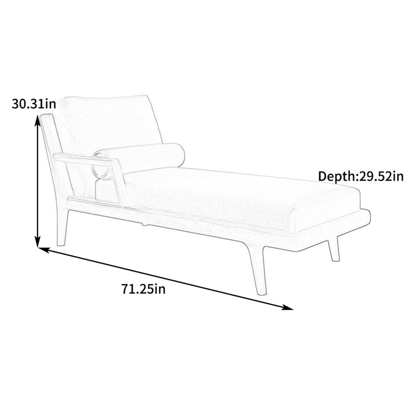 Chaise longue rembourrée Oniyah, Accoudoir à droite (vu de face)