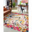  Tapis abstrait octogonal beige / rose / jaune-86624521