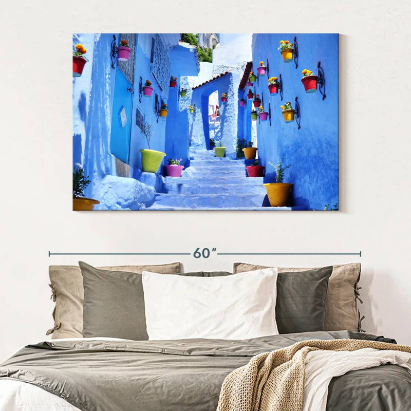 Ravi Chefchaouen Stairway, 34" H x 51" W
