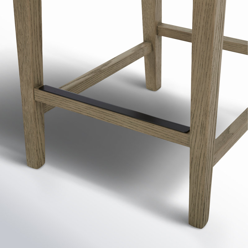 Tabouret de comptoir rembourré Bethea, Lin Performance Effie, Gris délavé