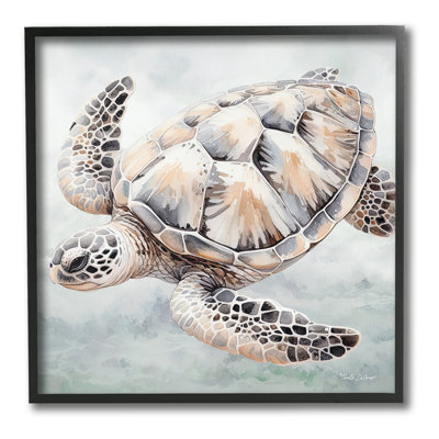 Tortue de mer détaillée, estampe numérique par Nicole Decamp