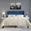 Lit classique tapissier avec 2 tables de chevet en velours