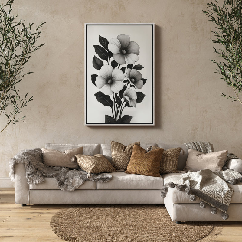 Art mural encadré abstrait rétro antique classique pour chambre à coucher, H 24 po x l 16 po, Blanc