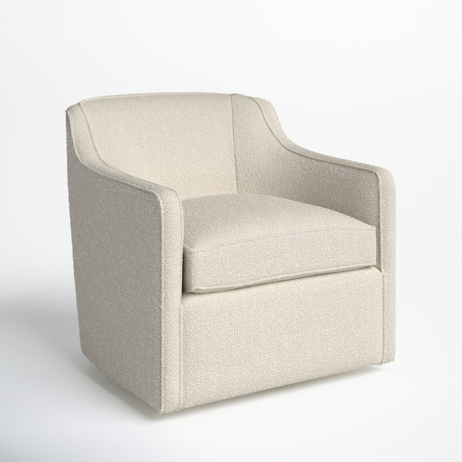 Marietta Upholstered Swivel Armchair, Davis Pearl Performance Bouclé