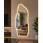 Miroir mural pleine longueur 65 po x 25 po à DEL, miroir de forme irrégulière en verre trempé de forme organique avec éclairage réglable, miroir décoratif moderne pour vestibule de chambre à coucher
