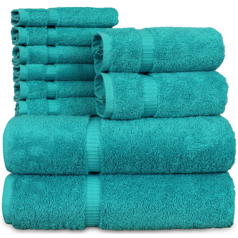 Ensemble de serviettes 100% coton 10 pièces Orchid, Bleu aqua