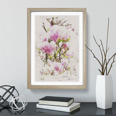 Pink Magnolia Blossom Flowers - Framed Print