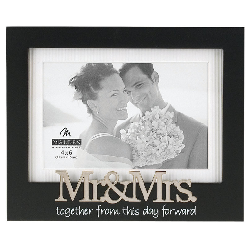 Mr. & Mrs. Black and Silver 4x6 Wedding Picture Frame