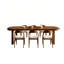 Ensemble de table de salle à manger et de chaises rectangulaires en bois massif brun de style antique-116094555-116094551