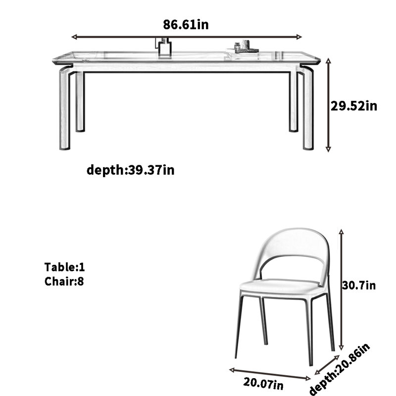 Combinaison de table et de chaise simplifiée