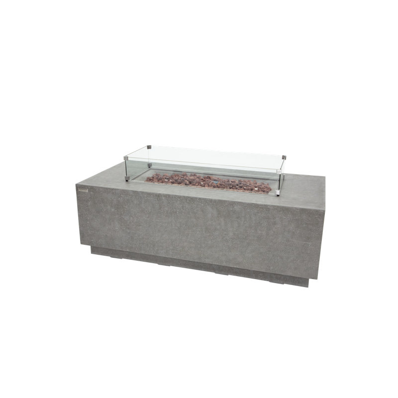 Light Gray Gas Fire Pit Table with Stainless Steel Elements