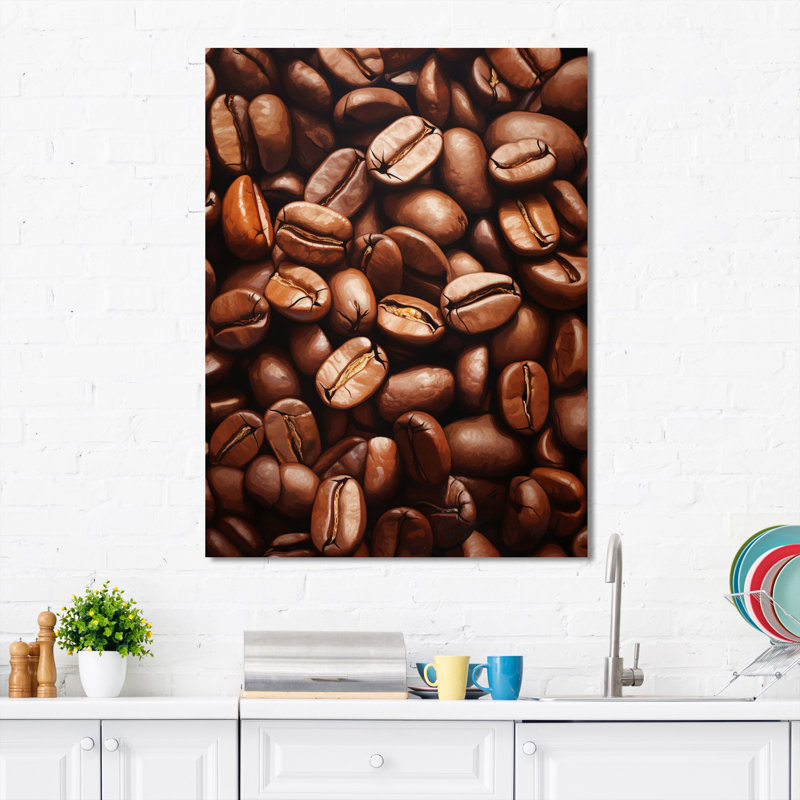 Aliments rôtis, grains de café iv encadré sur toile, H 20 po x l 12 po x P 1 po, Toile tendue
