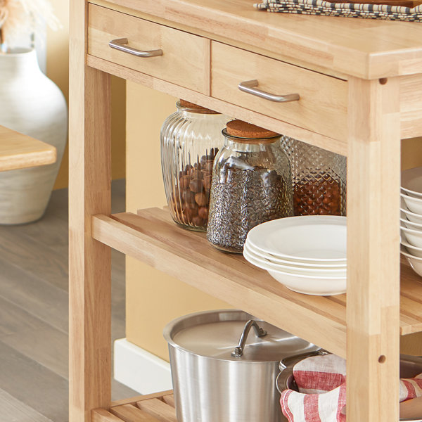 Winston Porter Andwele Wood Kitchen Bar Carts with Wheels & Reviews ...