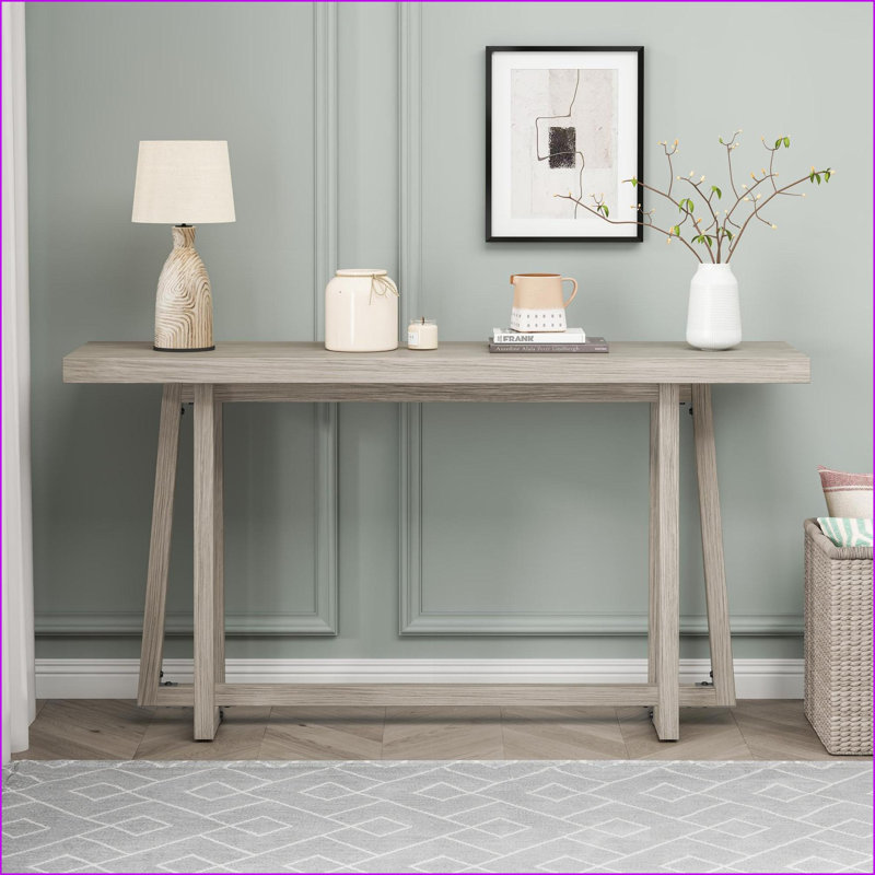 Table basse à grain de bois gris pour entrée / canapé, oxyde de magnésium robuste, facile à assembler et amp; Propre