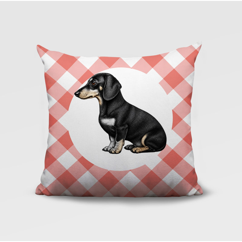 Coussin réversible intérieur / extérieur Dachshund Dog, 18 x 18, Pêche