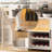 Sideboard Buffet Cabinet, 54" Kitchen Cabinet With Led Lights & Arched Glass Doors, Tall Bar Cabinets With Adjustable Shelves, Wine Rack & Storage Table For Dining Room-1260063080-1246497485