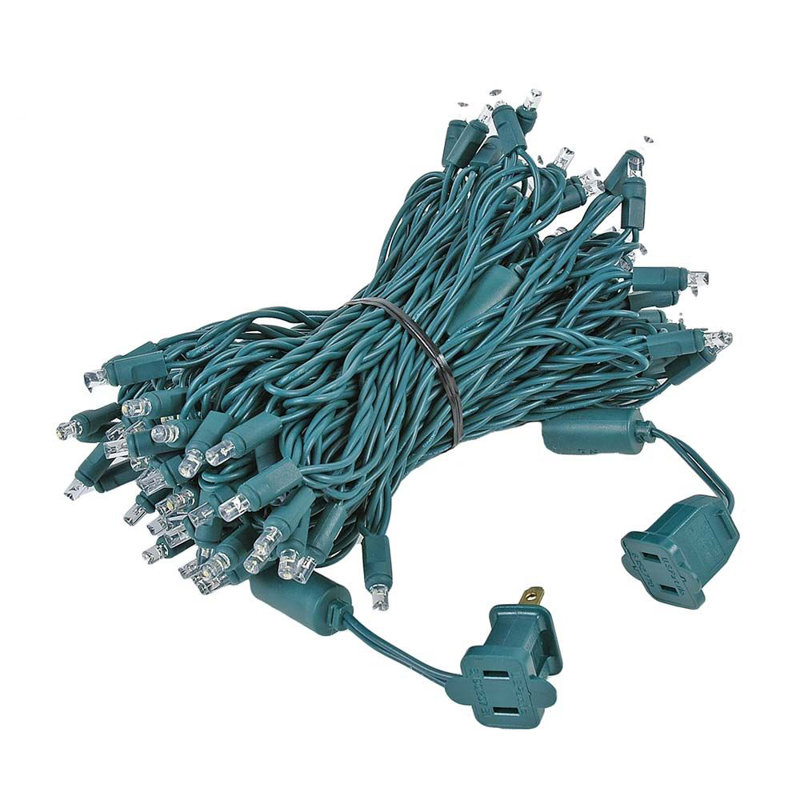 Outdoor 100 - Bulb 50'' Plug-in LED Wide Angle LED String Light, Green, Pure White